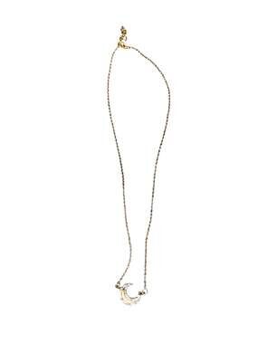 Jennifer Zeuner Gold Plated Cosette Crescent Moon Necklace with White Sapphires